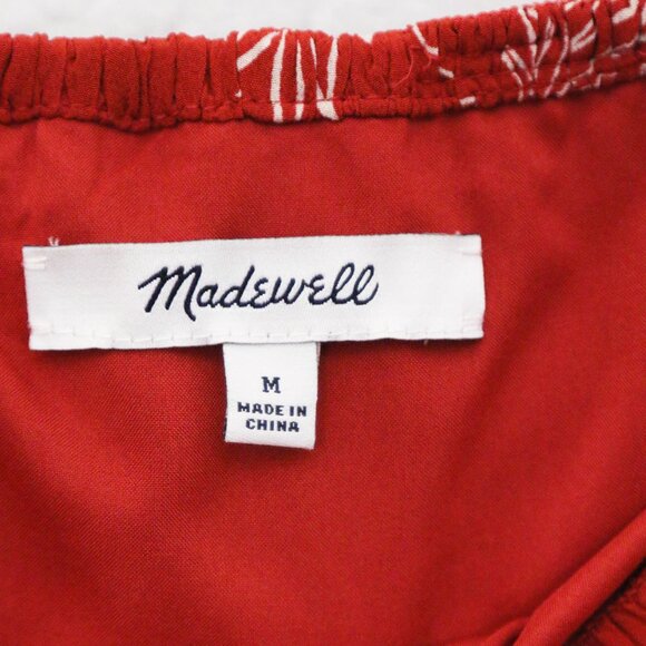 Madewell 100% Silk Palmflower Off The Shoulder Ruffle Mini Dress M $150 Rust - Picture 8 of 16